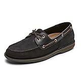 Rockport Men's Perth Boat Shoe,Black/Bark,9 W US