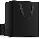 EUSOAR Large Gift Wrap Bags Black, 20pcs 9.8"x5.1"x12.6" Paper Bags with Handles Bulk, Shopping Bags for Party Favors, Wedding, Grocery, Boutique, Retail, Business, Baby Showers, Birthdays