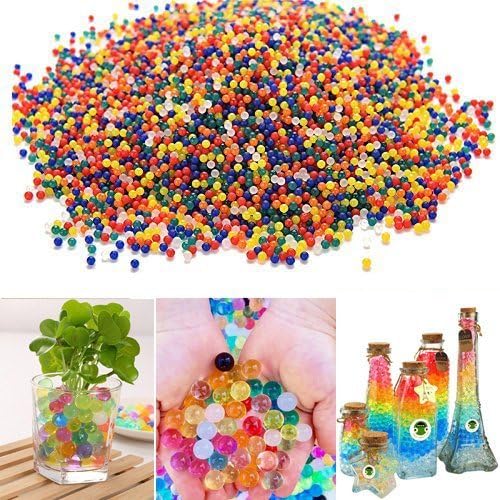 Awkli 5000pcs Crystal Water Gel Beads Pearls Soil Growing Water Balls Bulk for Vase Filler,Plants Decoration,Toys,Wedding Centerpiece Christmas Gift For Children(Colorful)