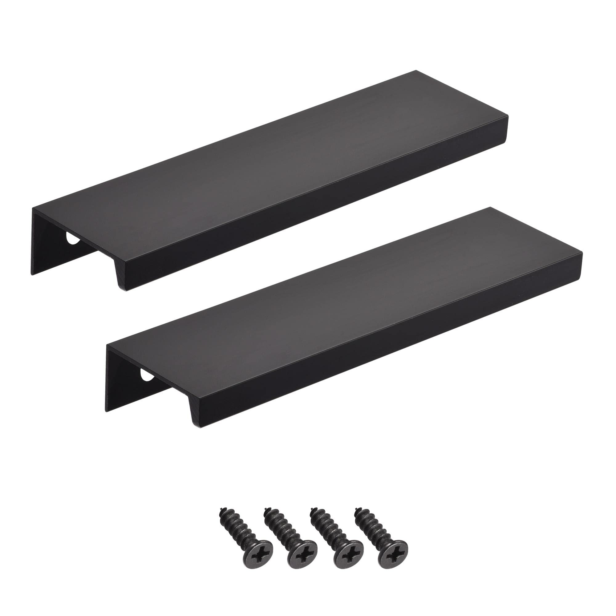 sourcing map Edge Pull Handle 120mm/4.7 Inch Aluminum Alloy Cabinet Drawer Pull Black 2 Pcs
