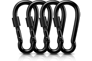 AUTMATCH Carabiner Clips, 3" Spring Snap Hook Caribeener Clips Buckle Heavy Duty Locking Carabiners Chain Quick Links 4 Pack