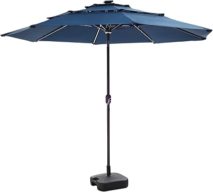 patio umbrella with solar lights and stand