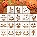 Whaline 18 Pcs Halloween Plastic Painting Stencils, Reusable Pumpkin Expression Templates for DIY Card, Craft Art Drawing Painting Spraying, Window, Glass, Wood, Airbrush and Walls Art