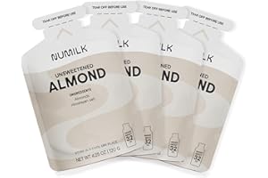 Numilk Pouches 4-Pack - Unsweetened Almond - Creamy Plant-Based Milk in Seconds - Easy-to-Use with the Numilk Nut Milk Maker Machine - Dairy Free Milk Beverage - One Pouch Makes 32oz