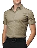 H2H Mens Slim Fit Casual Short Sleeve Dress Shirt