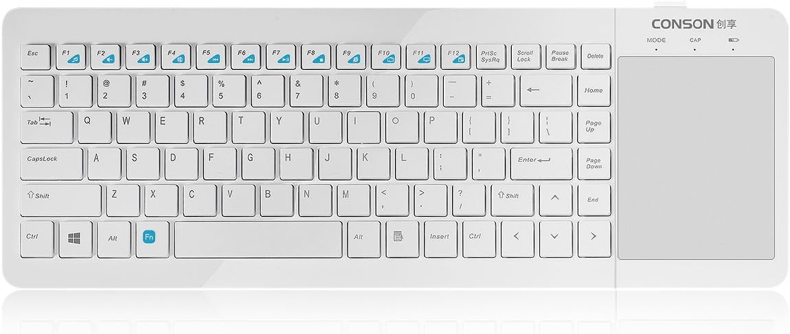 Banruo X600 2.4GHz Stylish Wireless Multimedia Touch Keyboard, 4-Inch Touchpad, 15M Long-Distance Transmission for Smart TVs, PC, Notebook, (White)