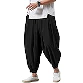 MARSVOVO Men's Casual Pants with Pockets Beach Summer Streetwear Harem Trousers Trendy Wide Leg Oversized Comfoy Outdoor