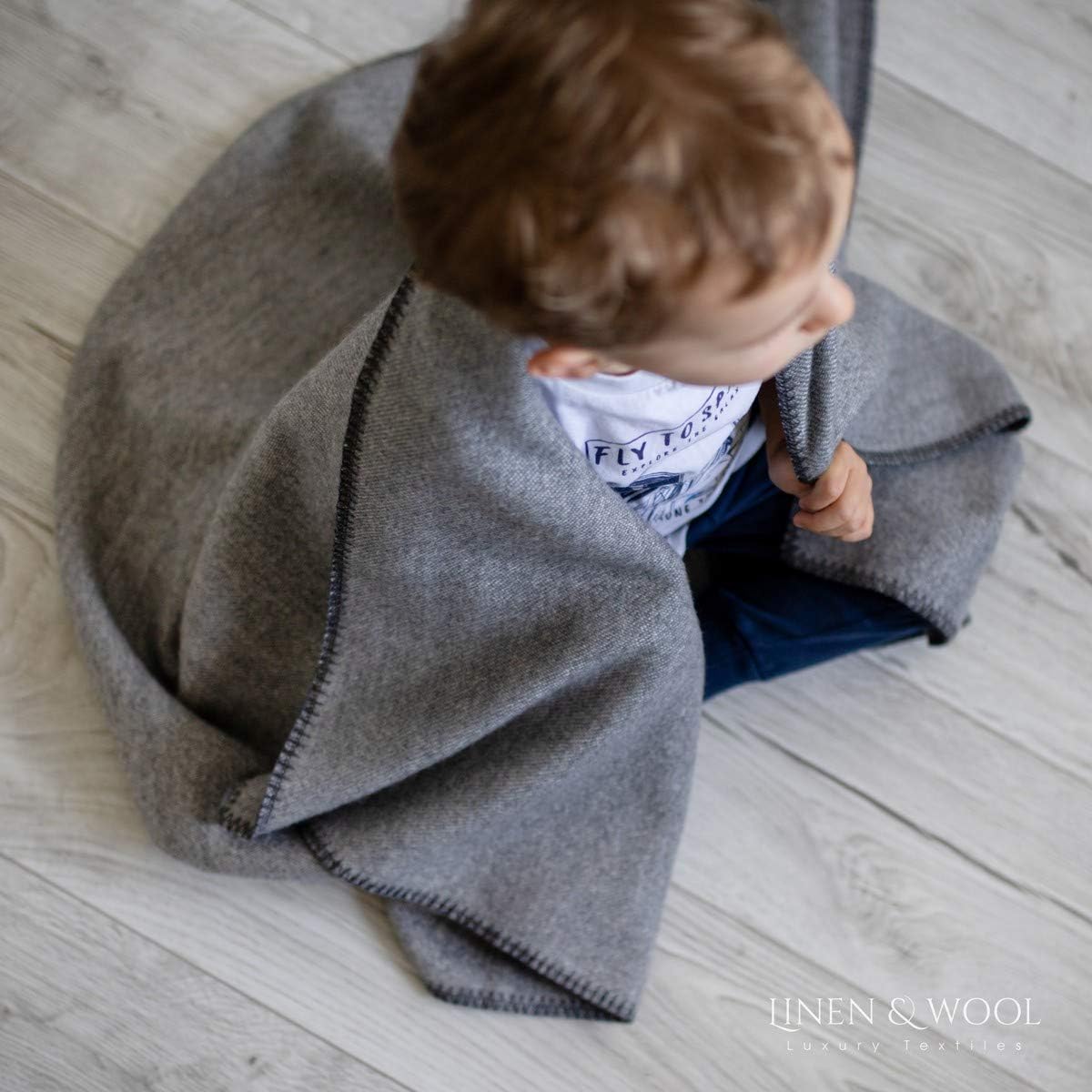 Linen & Cotton Extra Soft Warm Dual Sided Baby Throw Blanket Swaddle Wrap Santino for Newborn Boys Girls Unisex -100% Fine Merino Wool - Image 5