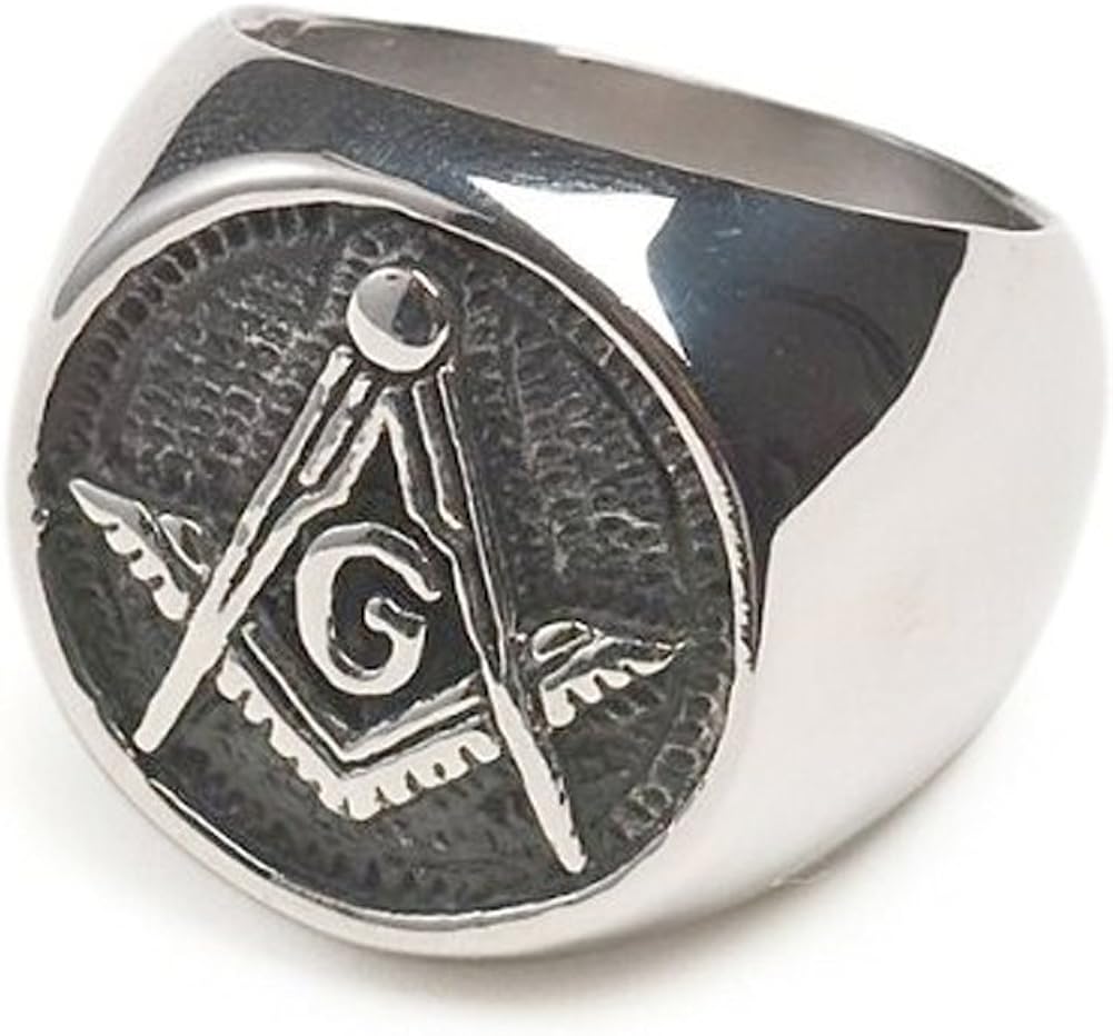 Masonic Rings for Men Round Chiseled