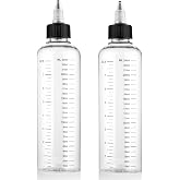 Hpmjz 2 Pcs Applicator Bottle for Hair Dye 8.5oz With Graduated Scale Hair Oil Applicators Twist-On Top Tip Cap Empty Plastic Color Oil Squeeze Bottles for Salon Stylist Beauty Home