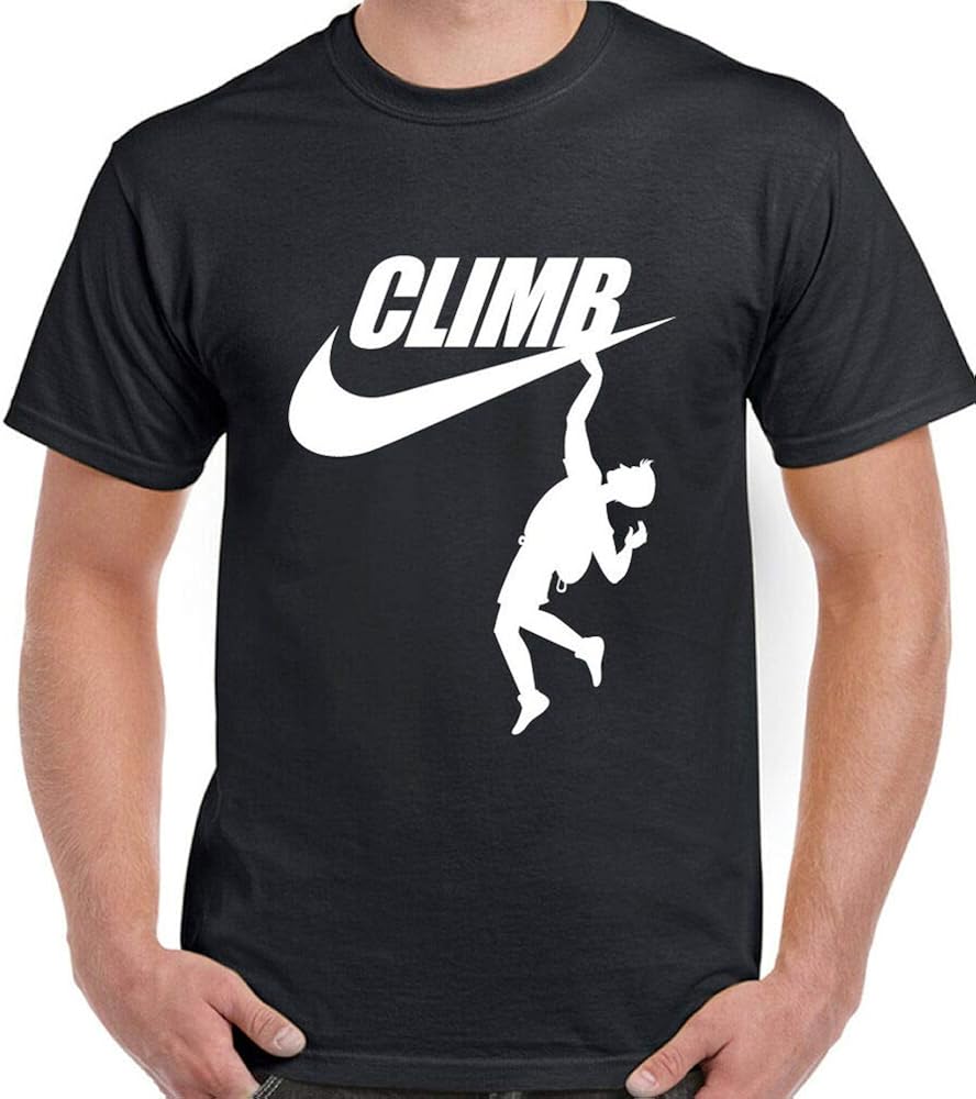 Climbing TShirt Climb Parody Mens Funny Climber Rock Climbing Tee Top