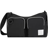 Champion Quartz Small Messenger Bag in Crinkle Nylon with Adjustable Strap, Water Bottle Pocket for Work, Travel, Commute