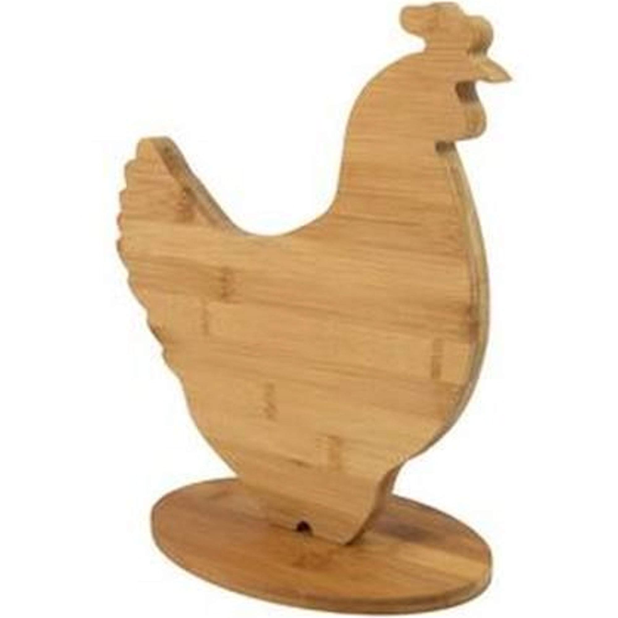 Fisura. Hm1222 Chopping Board and Stand for Cockerel Chicken Wood Bamboo Beige H31 x 15 x 27.5 cm