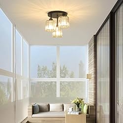 Crystal Semi Flush Mount Ceiling Light, 3-Light