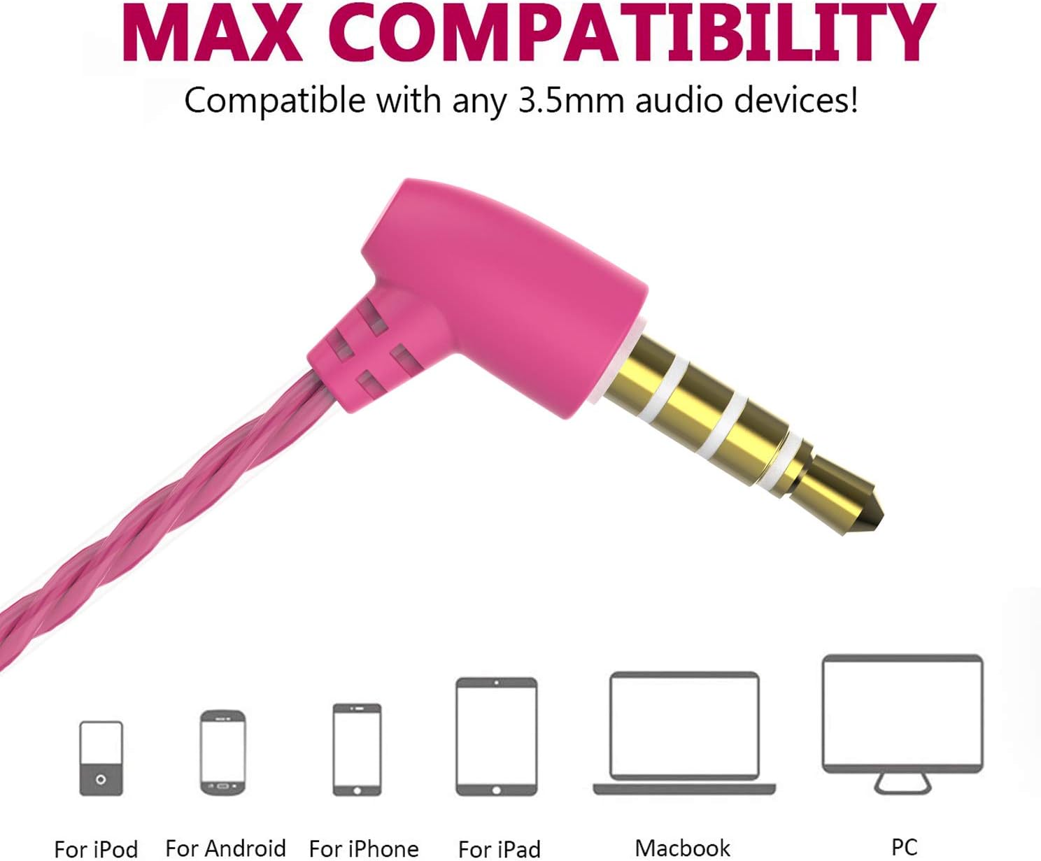 Headphones Heavy Bass Stereo Earphones Earbuds Noise Isolating Tangle Free Headsets CBGGQ in Ear Headphones with Remote & Microphone,for iOS and Android,Laptops,Gaming(Black+White+Pink+Green 4 Pack): Home Audio & Theater