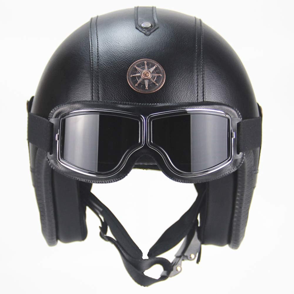 LYJNBB Casque Demi de Moto, Casques Harley Vintage à Face Ouverte avec Sangle à dégagement LYJNBB Casque Demi de Moto, Casques Harley Vintage à Face Ouverte avec Sangle à dégagement