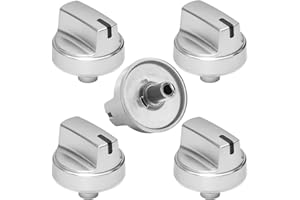 SACUMEA WB03X29315 Knob Fit for GE Range Surface Burner Knob,Fits Cooktop Models JGP5030SLSS JGP5036SLSS JGP5030SL1SS JGP5036SL1SS,Replaces 4585907 AP6327765 PS12299264 Stainless Steel Gas Stove Knobs 5PCS