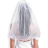 xo, Fetti Blue Embroidered Bride to Be White Veil | Bachelorette Hair Accessory, Bridal Shower Headband, Rehearsal Dinner Decorations, Engagement Gift