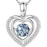 Gem's Beauty Silver Heart Necklace for Women - 925 Silver Moissanite Pendant, Dainty Dance Gift for Her, Mom, Wife |Christmas/Anniversary/Valentine’s Birthstone Jewel
