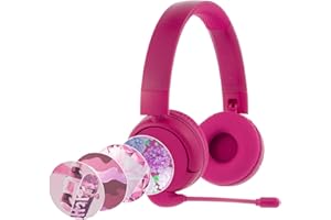 ONANOFF Made for Amazon Bluetooth Kids Headphones with Boom Microphone Age (7-12) | Pink