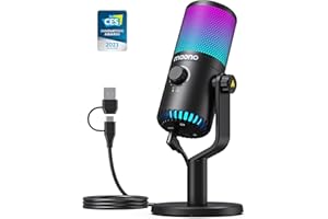 MAONO Gaming USB Microphone with Software, Programmable RGB Mic for Recording, Streaming, Podcast, PS5, PS4, PC, Computer, DM