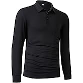 Menchfolk Polo Shirts for Men Long Sleeve Golf Shirt Classic 3-Botton T-Shirt Business Casual Sports Tops with Pocket