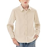 Boys Long Sleeve Dress Shirts Kids Classic Collared Button-Down Shirt School Uniform Shirts 5-14 Years