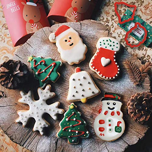 19 Pcs Stainless Steel Christmas Cookie Cutters Set Holiday,Sandwich Vegetable Cutters for Kids,Gingerbread House Man,Snowman,Snowflake,Reindeer,Santa,Dinosaur Shaped for Holiday Baking Gift