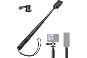 ATUMTEK 130cm Invisible Selfie Stick, 1/4" Extendable Monopod Pole, Solid and Compact Design for Insta360, for GoPro, DJI, Action Cameras (Buckle Mount for GoPro & DJI and Wrist Strap Included)