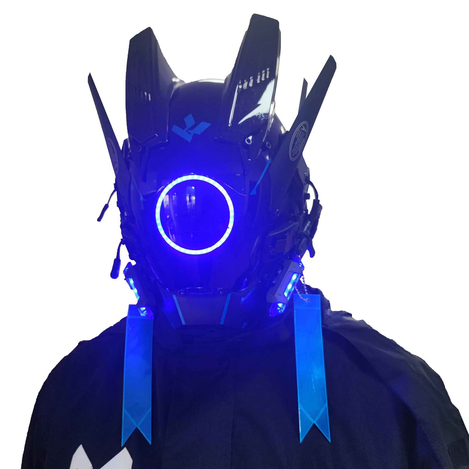 Photo 1 of JAUPTO Cyber Mask Punk Helmet Cosplay for Men, Futuristic Punk Techwear, Halloween Cosplay Fit Party Music Festival Accessories with Light