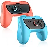 Lyvix Grip for Nintendo Switch 2/1 Joy-Con,Christmas Gift for NS2/NS/OLED, Ergonomic Accessories 2025 for Joycons Controller, Non-Slip 2-Pack (Orange & Blue)