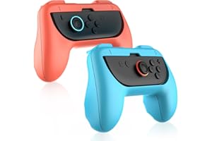 Lyvix Grip for Nintendo Switch 2/1 Joy-Con, Joycon Grips for NS2/NS/OLED, Ergonomic Accessories 2025 for Joycons Controller, Non-Slip 2-Pack (Orange & Blue)