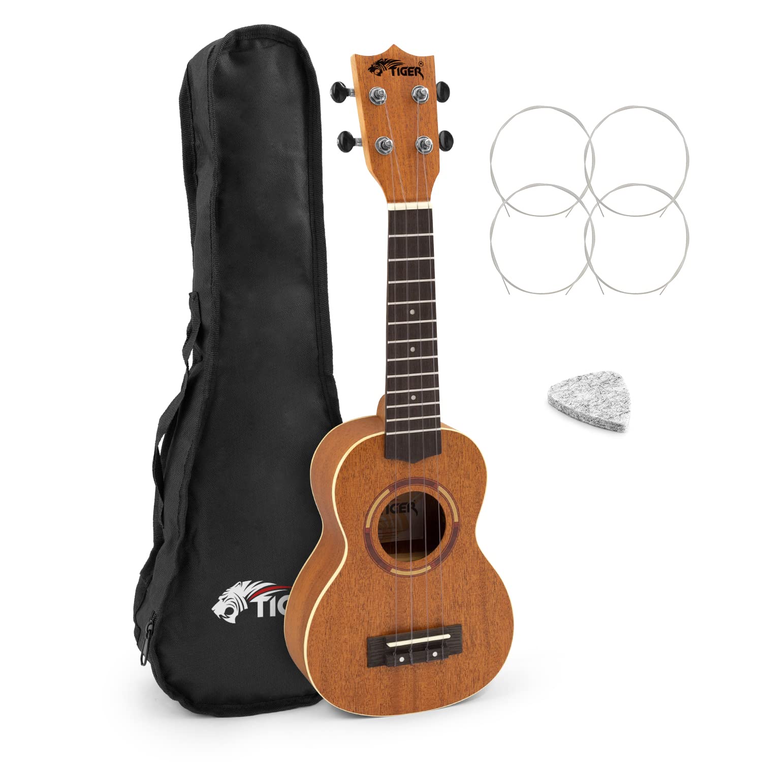 TIGER UKE14-NT Soprano Ukulele Mahogany Body and Top with Gig Bag