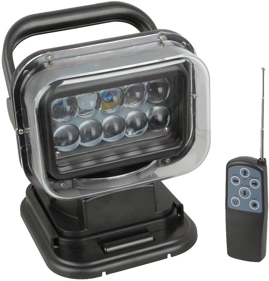 1pcs Black 12v 24v 50w 360º CREE LED Rotating Remote Control Work Light