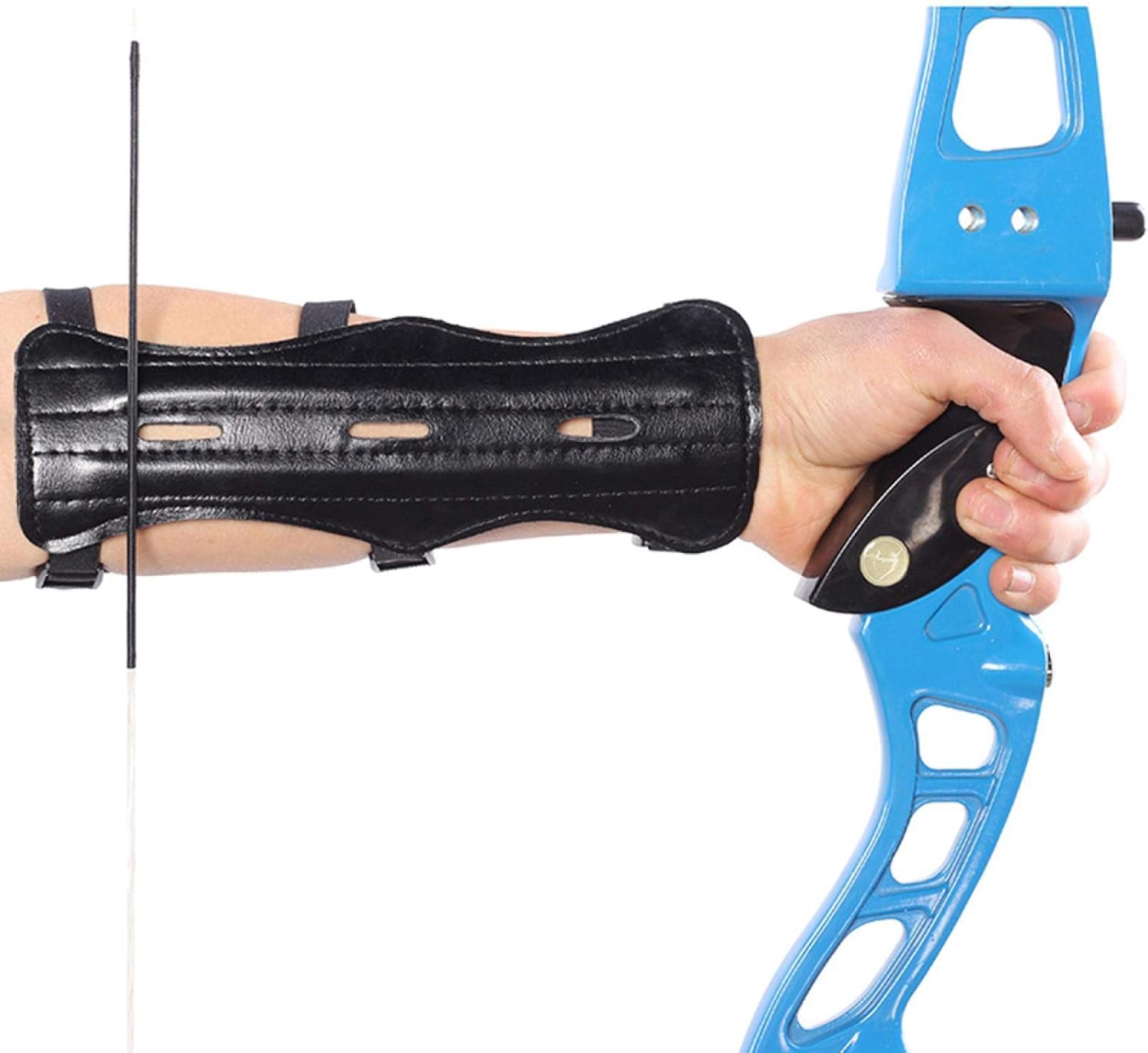 LOKHEIRA ARCHERY Archery Arm Guard, Leather Forearm Protector w/Bow Adjustable 3-Strap Buckles for Shooting Hunting Practice(1 Sets) : Sports & Outdoors