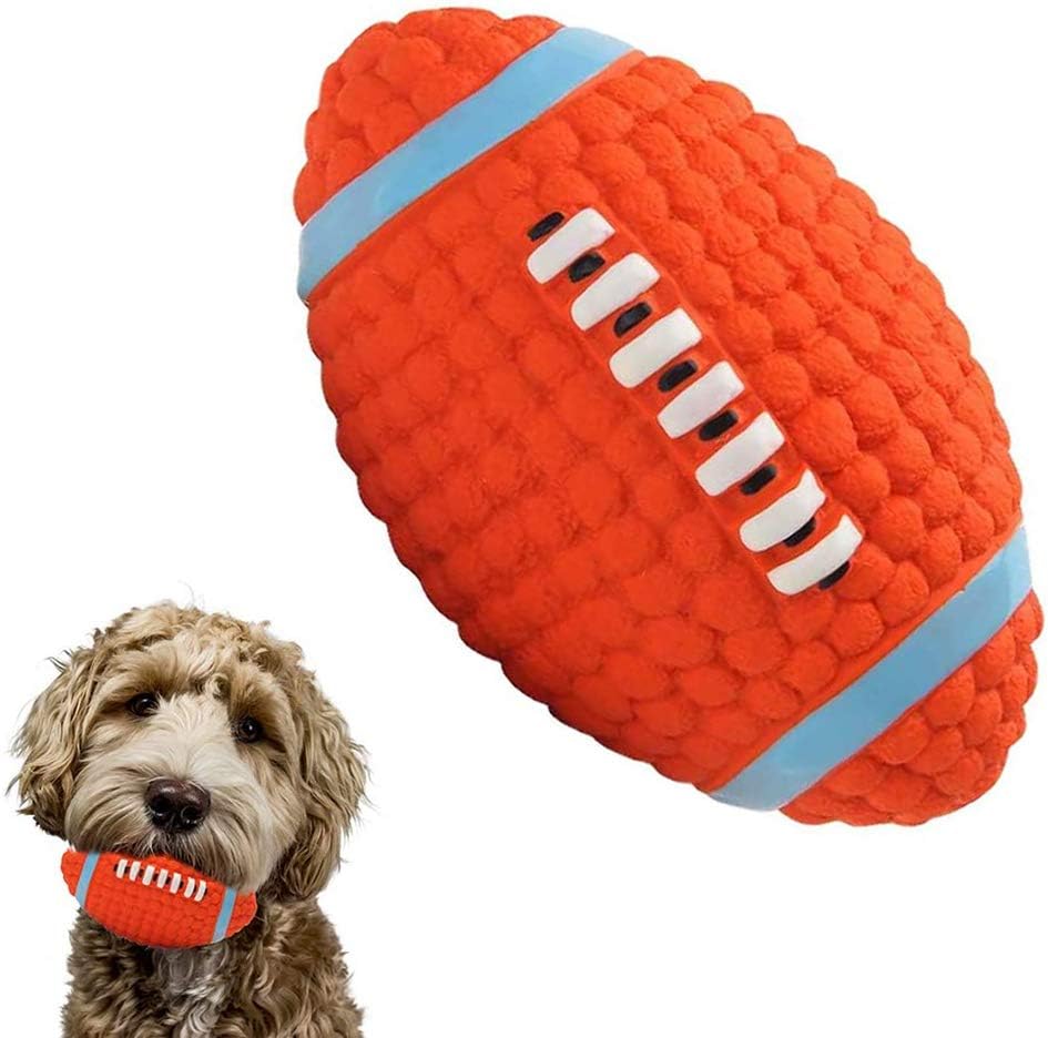LYINBO Rubber Ball for Dog Pet Squeaky Toys, Dog Rugby Ball