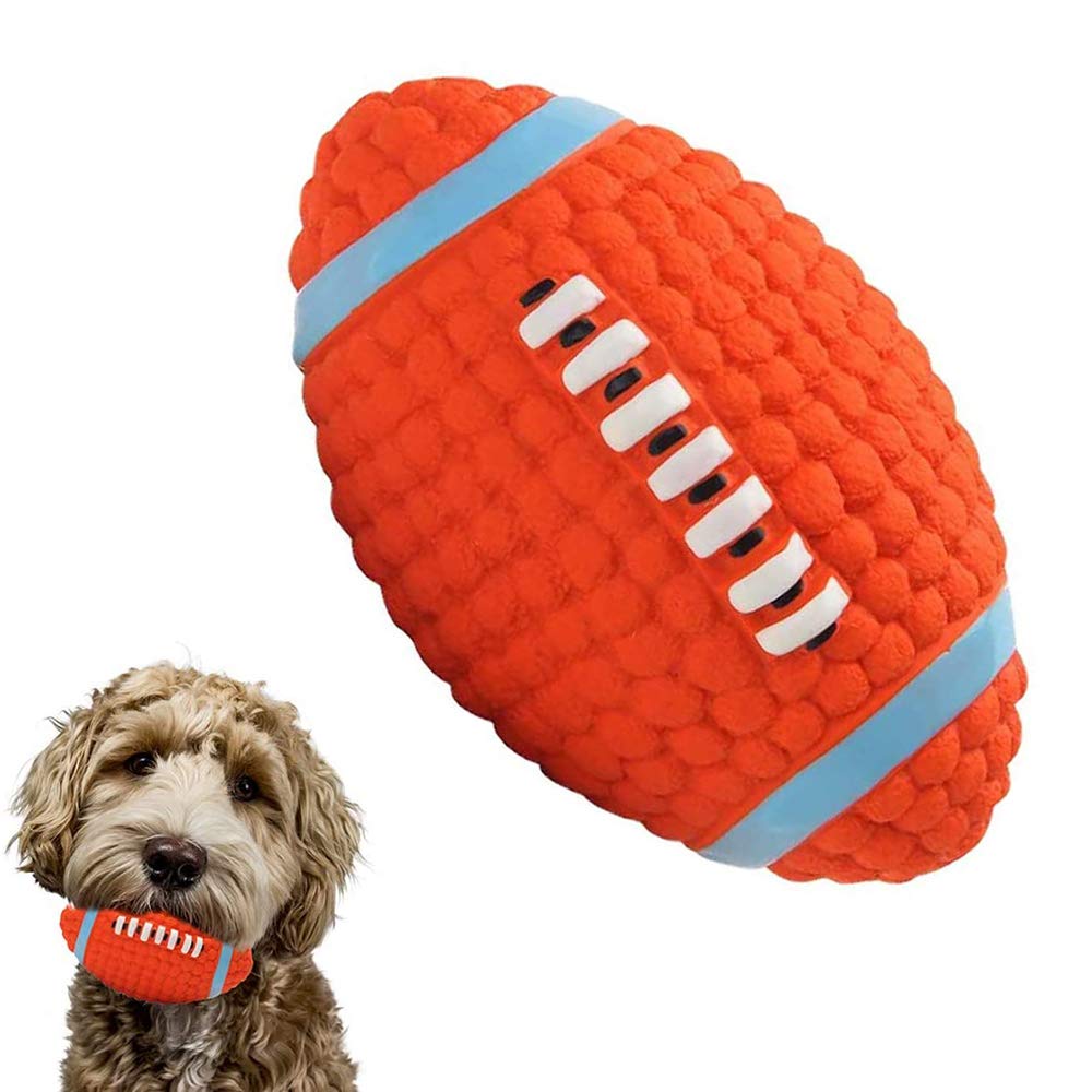 LYINBO Rubber Ball for Dog, Pet Squeaky Toys, Dog Rugby Ball, Squeaky Latex Rubber Dog Toy Balls Bite Resistant Teeth Training Toys for Dogs - 14 * 8 CM