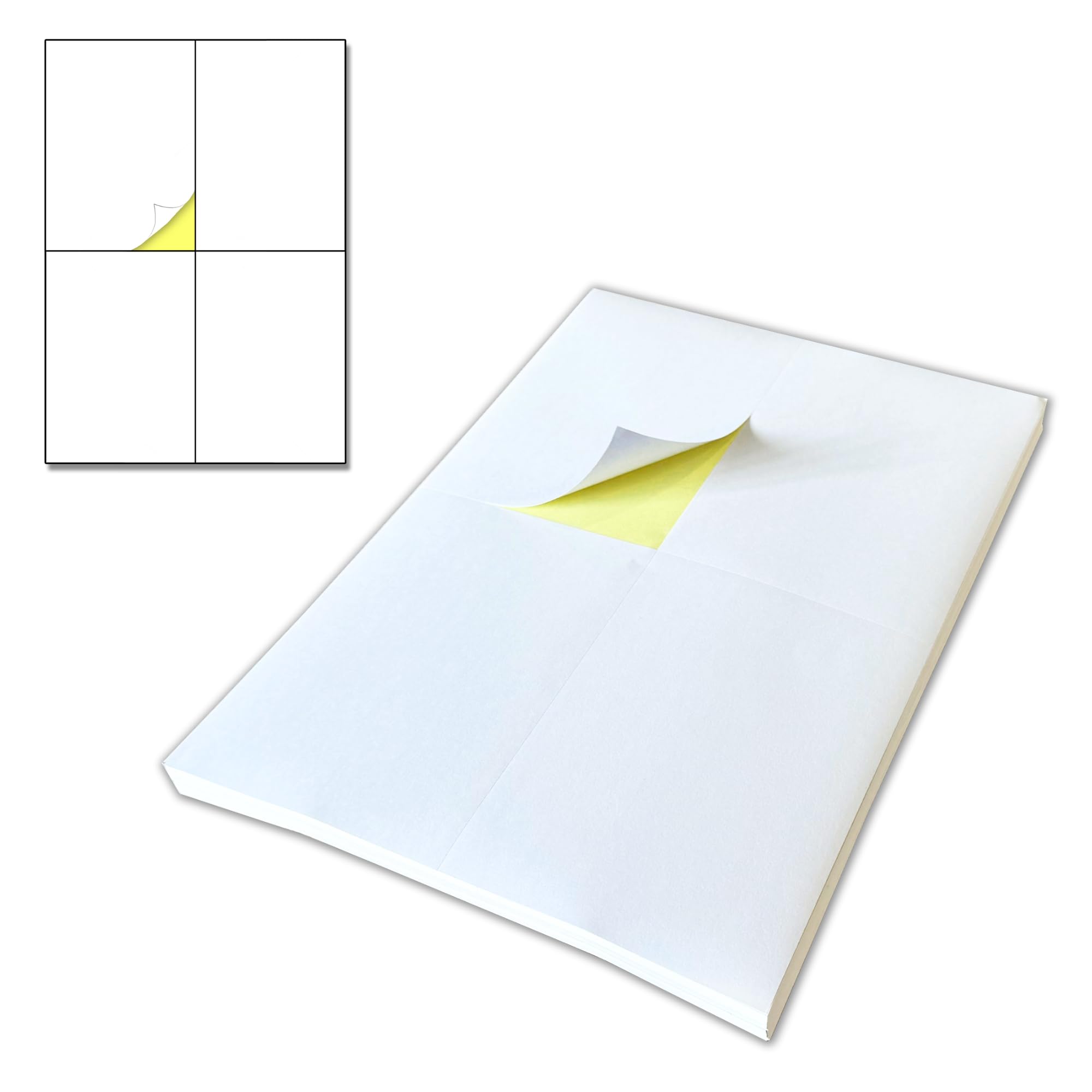 75 Sheets, 300 Pieces - Large Sticky Labels for Storage Boxes, A4 Printing Printer Labels 4 per Sheet - 148.5 x x 105 mm (A6)