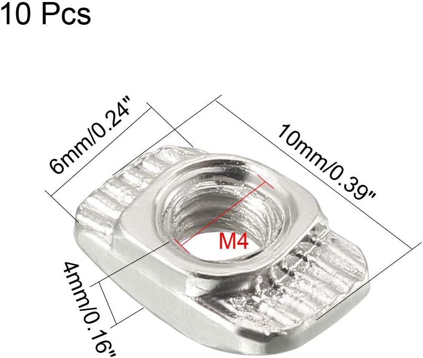 sourcing map Sliding T Slot Nuts, M4 Half Round Roll In T-Nut for 2020 Series Aluminum Extrusion Profile - Image 3