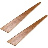 MY MIRONEY 12" Wood Spatula 2PCS Teak Kitchen Spatula Wooden Multipurpose Cooking Utensil for Flipping, Strirring, Serving, Scraping, Turning, Sauteing