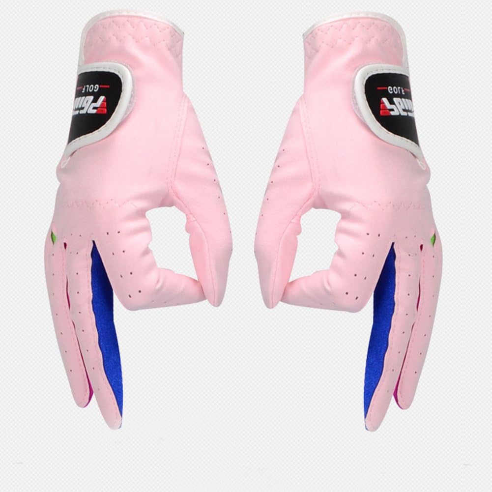 1pairUnisex Golf Gloves Breathable Left/Right Hand Antiskid Glove(Pink