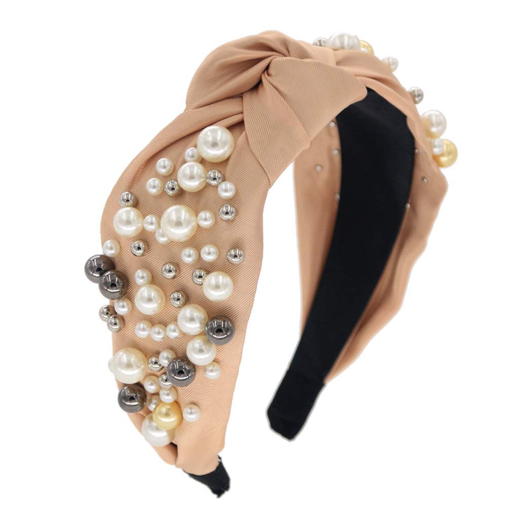 MHDGG Pearl Headbands for Women, Beaded Knot Headband
