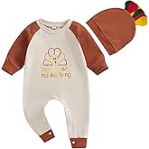 Ledy Champswiin 2Pcs Neutral Outfits Newborn Baby Boy Girl Pumpkin Romper Jumpsuit My 1st Halloween Clothes with Hat