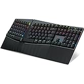 Perixx PERIBOARD-835RD Wireless Ergonomic Mechanical Keyboard - RGB Backlit - Low-Profile Red Linear Switches - Multi-Device 