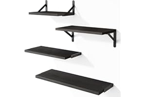 YGEOMER Floating Shelves for Wall, Black Wall Shelves Different Sizes for Living Room, Bathroom, Bedroom, Kitchen, Home Decor (Set of 4)