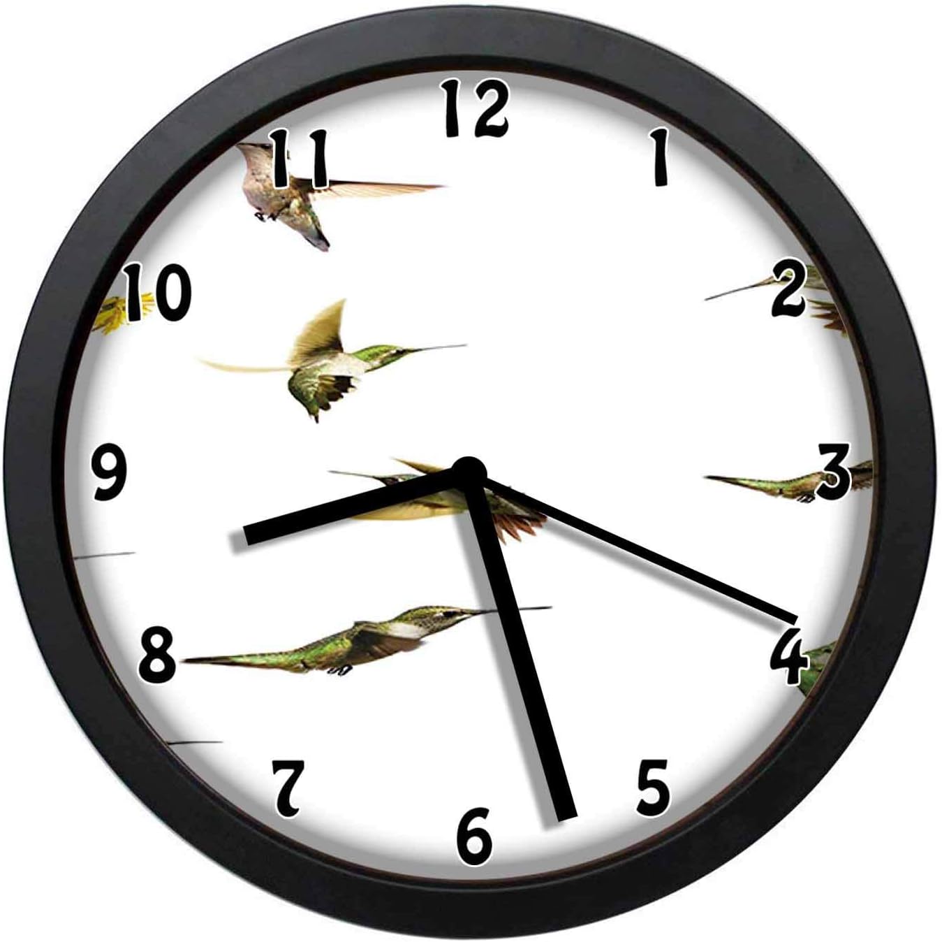 Amazon Co Jp ハチドリの動きと休憩中のイラストひまわり夏緑黄色ベージュ壁掛け時計 アートの壁掛け時計 壁掛け時計電池式 10インチ ホーム キッチン