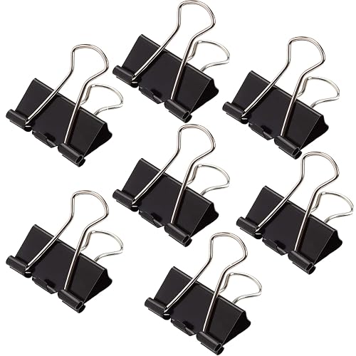 144 Pcs Binder Clips 1 Inch, Black Medium Paper Clamps for Office ...