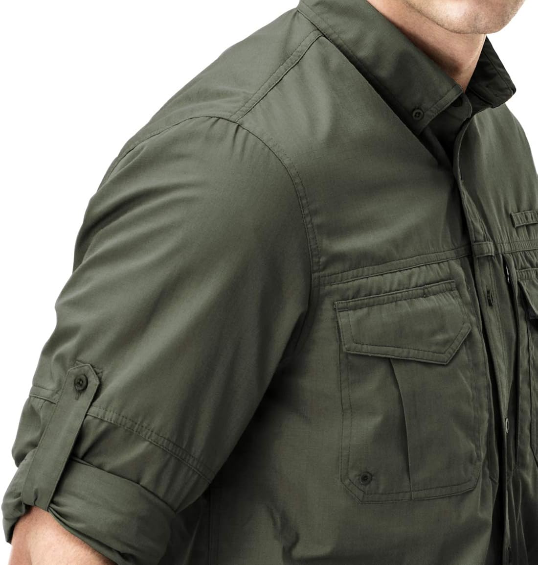 CQR Men's Long Sleeve Work Shirts, Ripstop Military Tactical Shirts, Outdoor UPF 50+ Breathable Button Down Hiking Shirt at  Men’s Clothing store