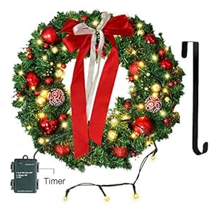 Amazon.com: Christmas Wreath with LED Lights - Christmas Garland