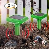 2 X VENSMILE Solar Powered Mole Repeller Gopher Repellent Repel Voles Mice Rats Rodent for Garden Yard Law